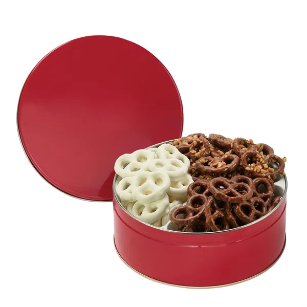 Medium size, 3-way tin with milk chocolate, sprinkle and yogurt covered... from ASI 71685 Midnite Snax®