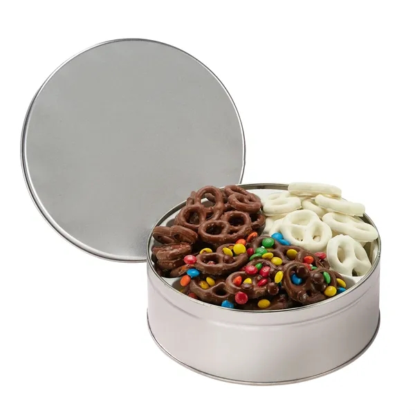 Medium size, 3-way tin with milk chocolate, sprinkle and yogurt covered... from ASI 71685 Midnite Snax®