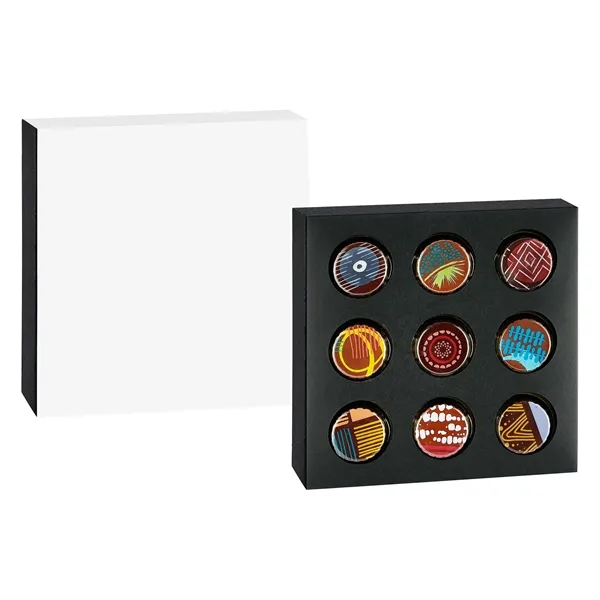 9 Piece Artistan Truffle Box with Dark Raspberry, Milk Hazelnut, Milk... from ASI 71685 Midnite Snax®