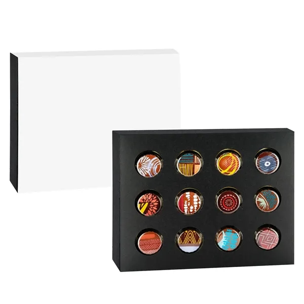 12 Piece Artistan Truffle Box with Dark Raspberry, Milk Hazelnut, Milk... from ASI 71685 Midnite Snax®