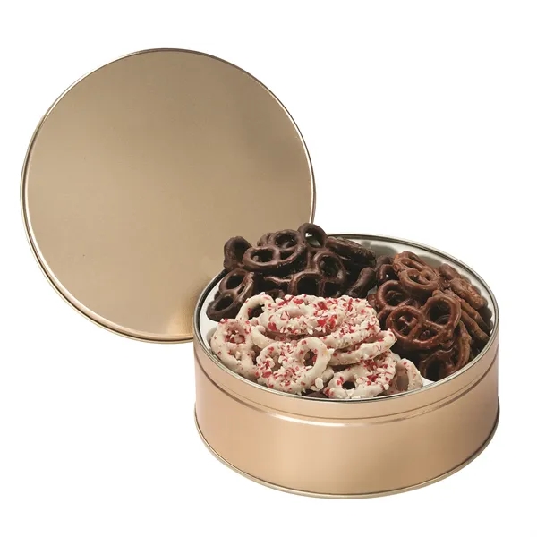 Medium size, 3-way tin with milk chocolate, sprinkle and yogurt covered... from ASI 71685 Midnite Snax®