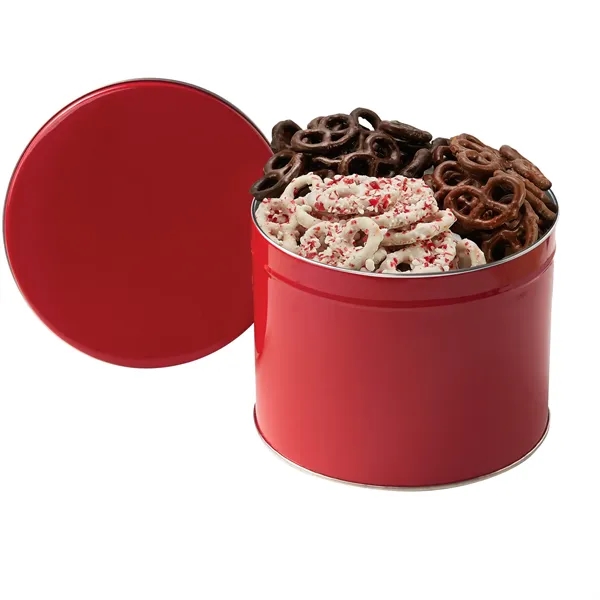 Half-gallon tin filled with milk chocolate, yogurt and sprinkle-covered mini pretzels... from ASI 71685 Midnite Snax®