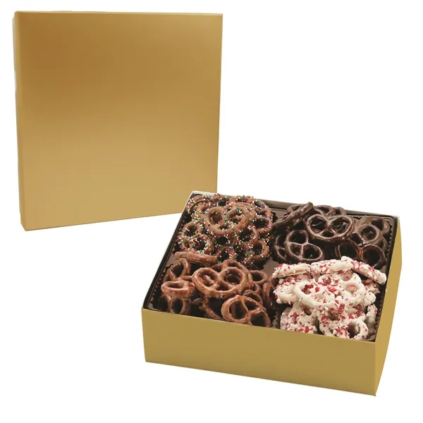 4 way gift box filled with Milk Chocolate, Dark Chocolate, Milk... from ASI 71685 Midnite Snax®