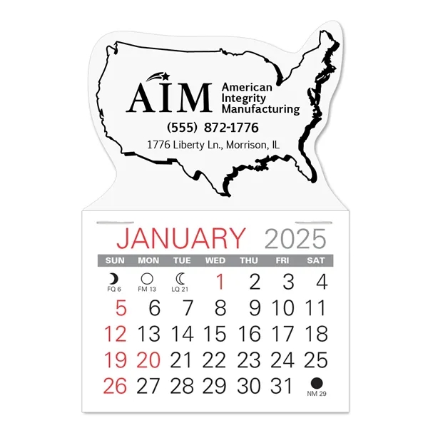 USA Shape Value Stick Vinyl Self-Adhesive Calendars stick in 24 shapes... from ASI 95280 Warwick Publishing Co / Warwick