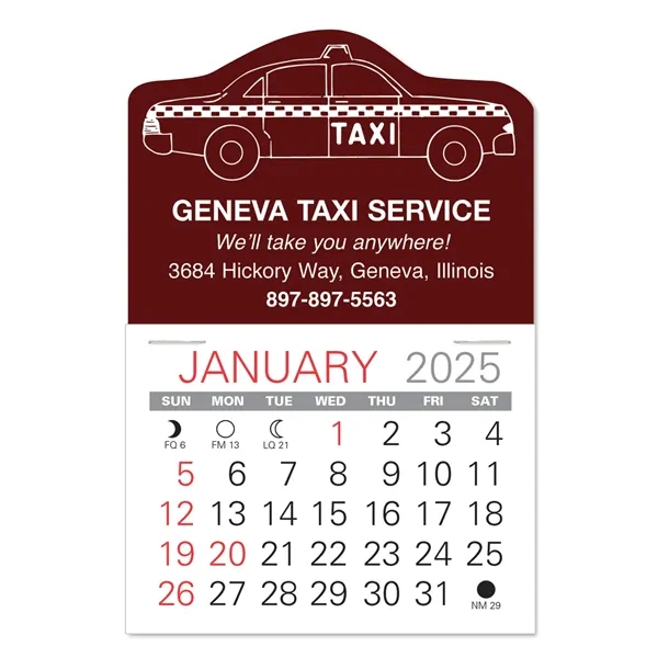 Taxi Shape Value Stick Vinyl Self-Adhesive Calendars stick in 24 shapes... from ASI 95280 Warwick Publishing Co / Warwick