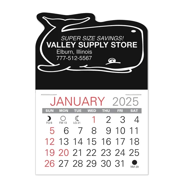 Whale Shape Value Stick Vinyl Self-Adhesive Calendars stick anywhere in 24... from ASI 95280 Warwick Publishing Co / Warwick