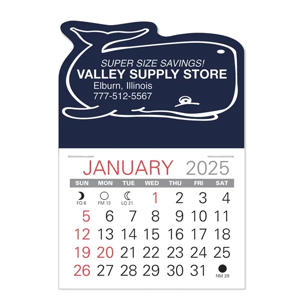 Whale Shape Value Stick Vinyl Self-Adhesive Calendars stick anywhere in 24... from ASI 95280 Warwick Publishing Co / Warwick