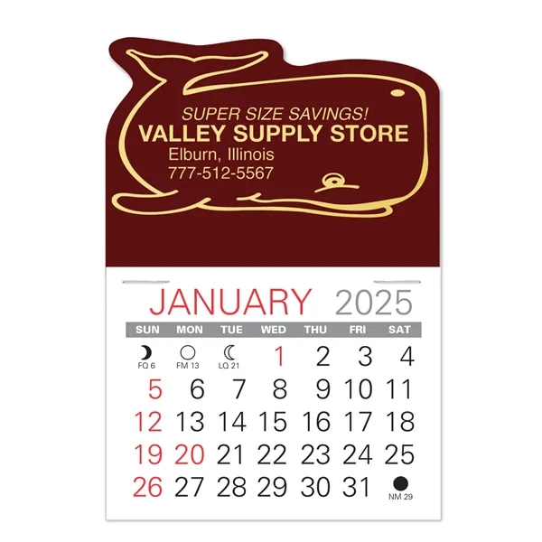 Whale Shape Value Stick Vinyl Self-Adhesive Calendars stick anywhere in 24... from ASI 95280 Warwick Publishing Co / Warwick