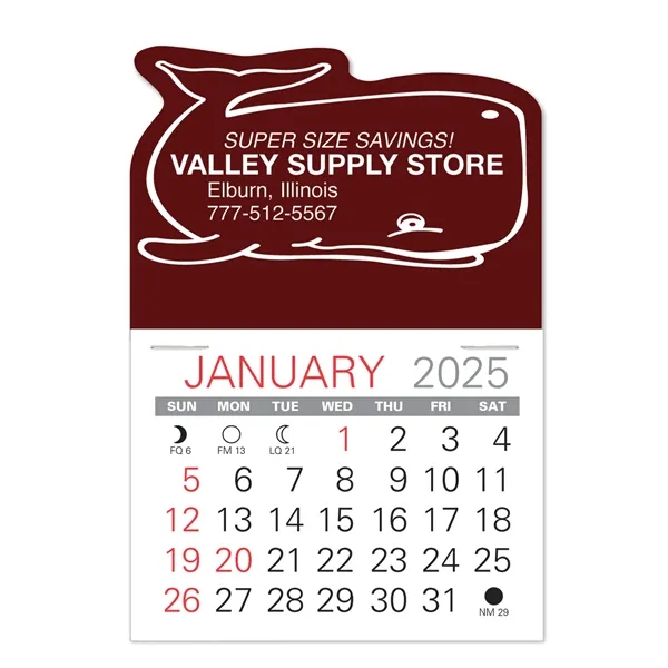 Whale Shape Value Stick Vinyl Self-Adhesive Calendars stick anywhere in 24... from ASI 95280 Warwick Publishing Co / Warwick