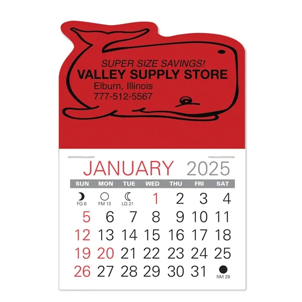 Whale Shape Value Stick Vinyl Self-Adhesive Calendars stick anywhere in 24... from ASI 95280 Warwick Publishing Co / Warwick