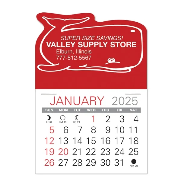Whale Shape Value Stick Vinyl Self-Adhesive Calendars stick anywhere in 24... from ASI 95280 Warwick Publishing Co / Warwick