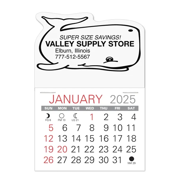 Whale Shape Value Stick Vinyl Self-Adhesive Calendars stick anywhere in 24... from ASI 95280 Warwick Publishing Co / Warwick