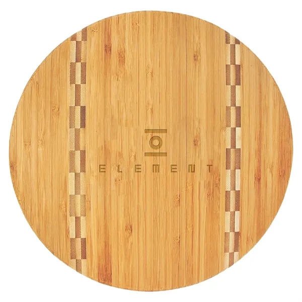 11 3/4" x 5/8" round bamboo wood cutting board with butcher... from ASI 74601 Calico