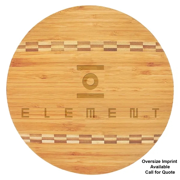 11 3/4" x 5/8" round bamboo wood cutting board with butcher... from ASI 74601 Calico