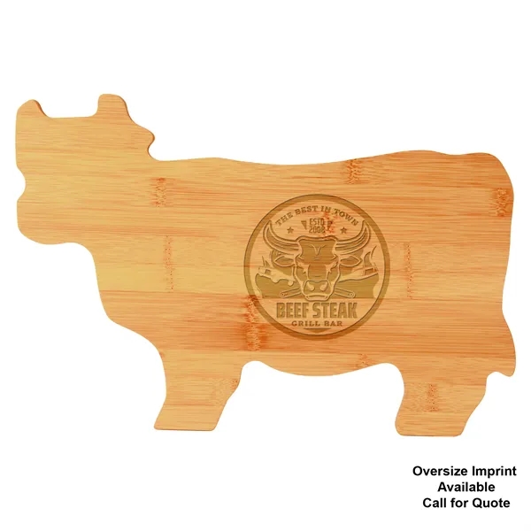 Cow-shaped 14 3/4" x 9 3/4" bamboo kitchen cutting board with... from ASI 74601 Calico