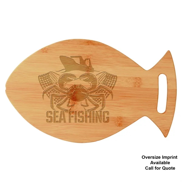 Fish-shaped 14 3/4" x 9 3/4" bamboo kitchen cutting board with... from ASI 74601 Calico