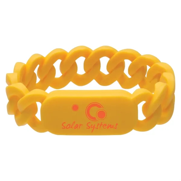 Silicone wristband with link design and pad printed graphics.... from ASI 62190 Illini