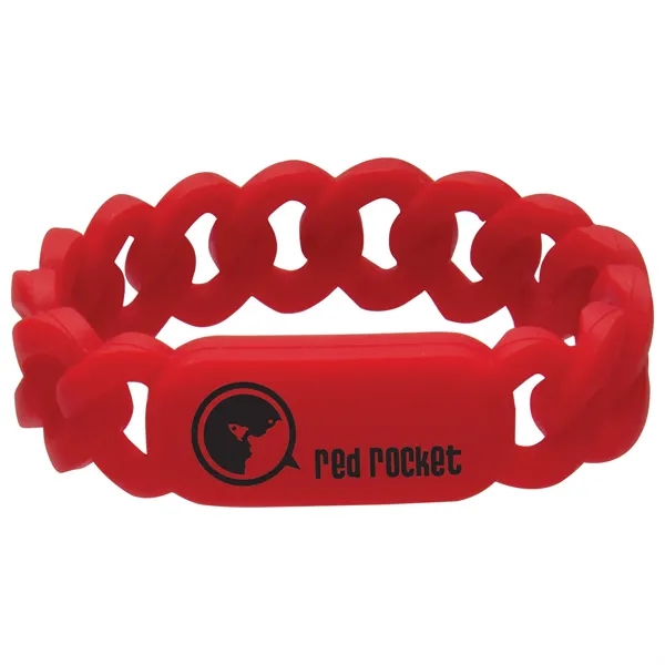 Silicone wristband with link design and pad printed graphics.... from ASI 62190 Illini