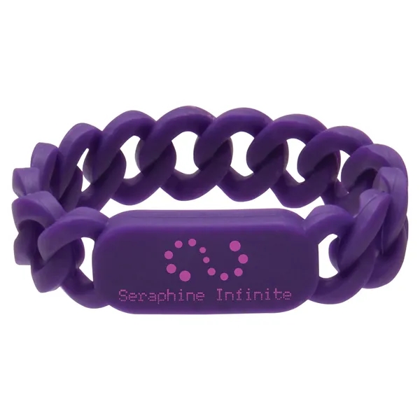 Silicone wristband with link design and pad printed graphics.... from ASI 62190 Illini