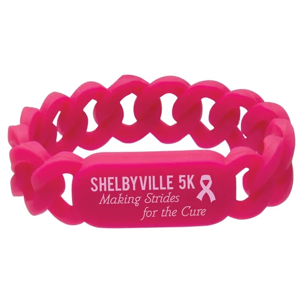 Silicone wristband with link design and pad printed graphics.... from ASI 62190 Illini