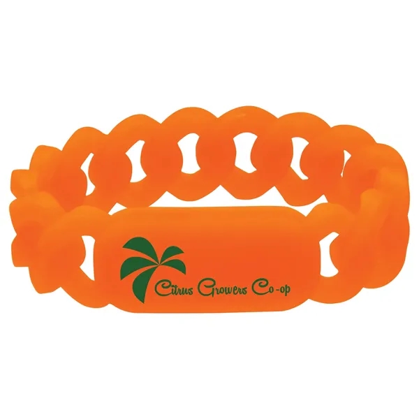 Silicone wristband with link design and pad printed graphics.... from ASI 62190 Illini