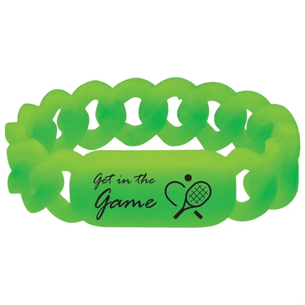 Silicone wristband with link design and pad printed graphics.... from ASI 62190 Illini
