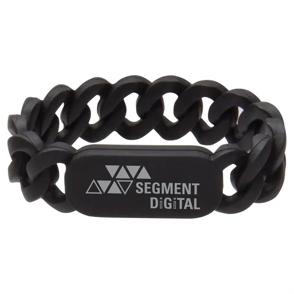 Silicone wristband with link design and pad printed graphics.... from ASI 62190 Illini