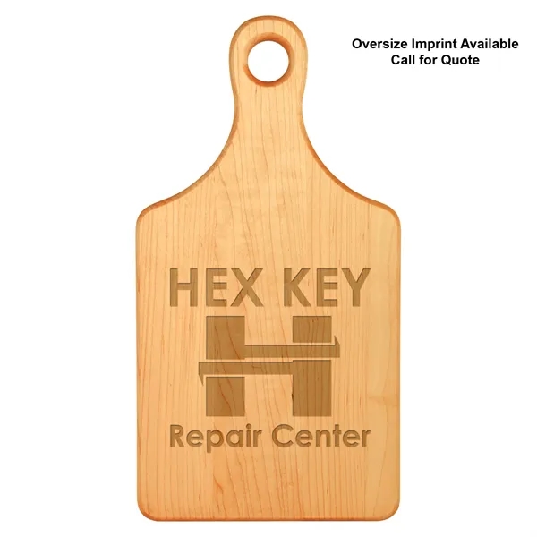 Customizable 13 1/2" x 7" paddle-shaped maple cutting board treated with... from ASI 74601 Calico