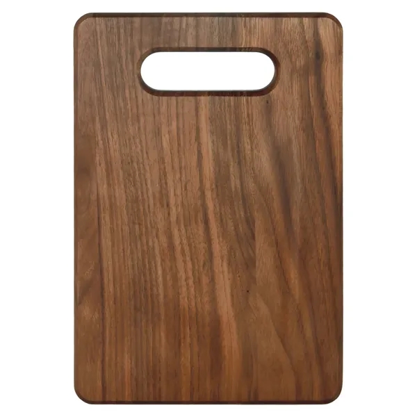 Customizable 9" x 6" rectangular walnut cutting board with handle hole... from ASI 74601 Calico