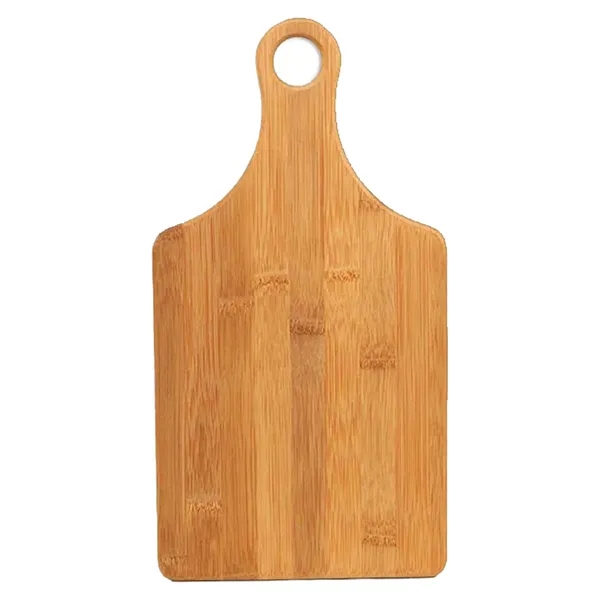 Paddle-shaped 13 1/2" x 7" bamboo cutting board with hanging hole,... from ASI 74601 Calico
