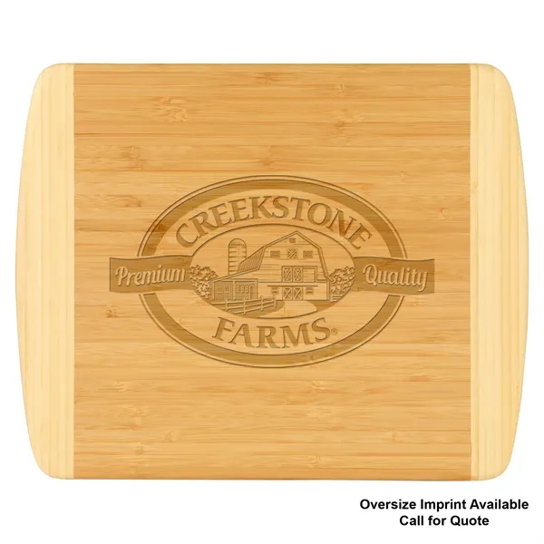 Two-tone 13 1/2" x 11 1/2" x 3/4" bamboo cutting board... from ASI 74601 Calico
