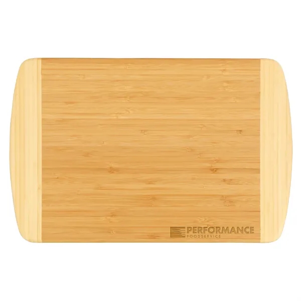Two-tone 18" x 12" bamboo cutting board treated with non-stick oil... from ASI 74601 Calico