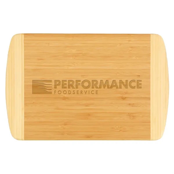 Two-tone 18" x 12" bamboo cutting board treated with non-stick oil... from ASI 74601 Calico