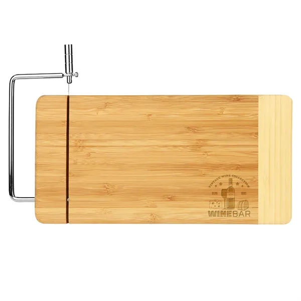 Customizable 12" x 6" rectangular bamboo cutting board with attached cheese... from ASI 74601 Calico