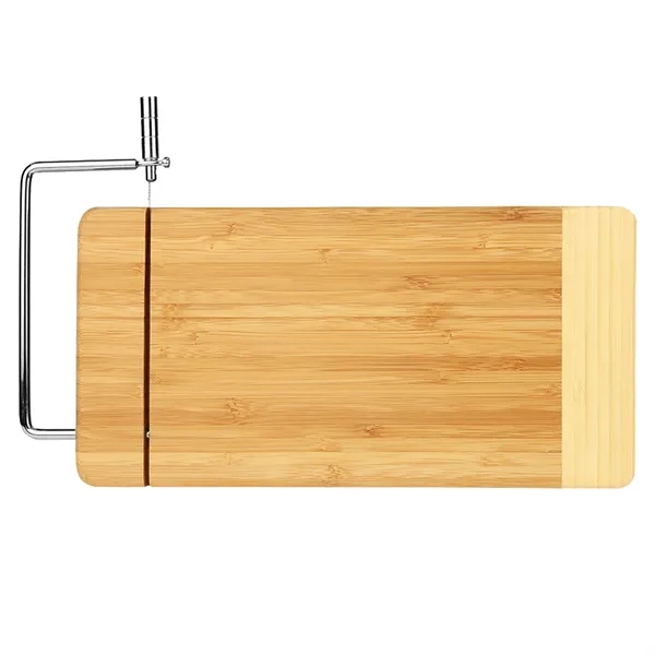 Customizable 12" x 6" rectangular bamboo cutting board with attached cheese... from ASI 74601 Calico