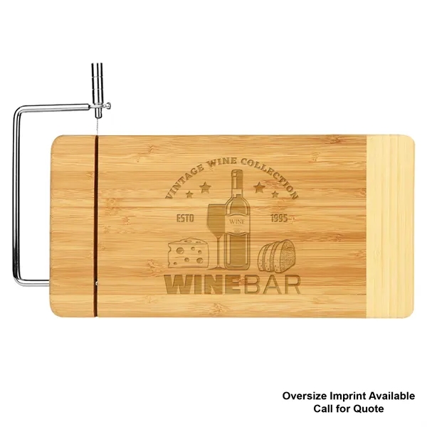 Customizable 12" x 6" rectangular bamboo cutting board with attached cheese... from ASI 74601 Calico
