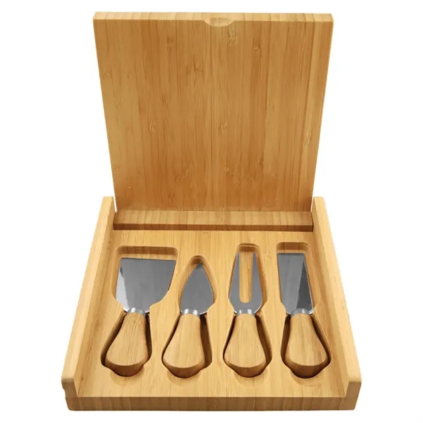 Four-piece cheese slicing set in 8" x 8" x 1 1/2"... from ASI 74601 Calico