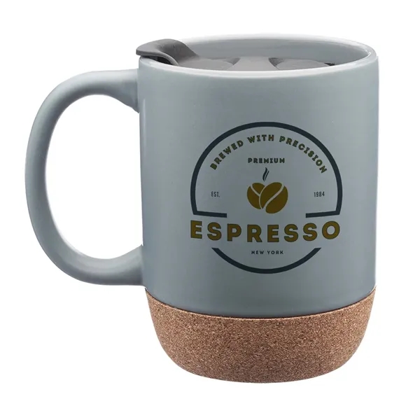 13 oz. ceramic mug with cork wrapped bottom, and a plastic... from ASI 62088 IDProductsource