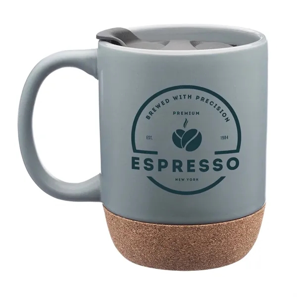 13 oz. ceramic mug with cork wrapped bottom, and a plastic... from ASI 62088 IDProductsource