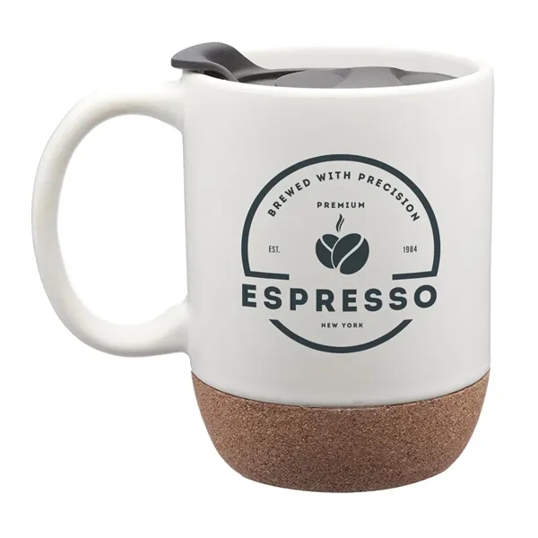13 oz. ceramic mug with cork wrapped bottom, and a plastic... from ASI 62088 IDProductsource