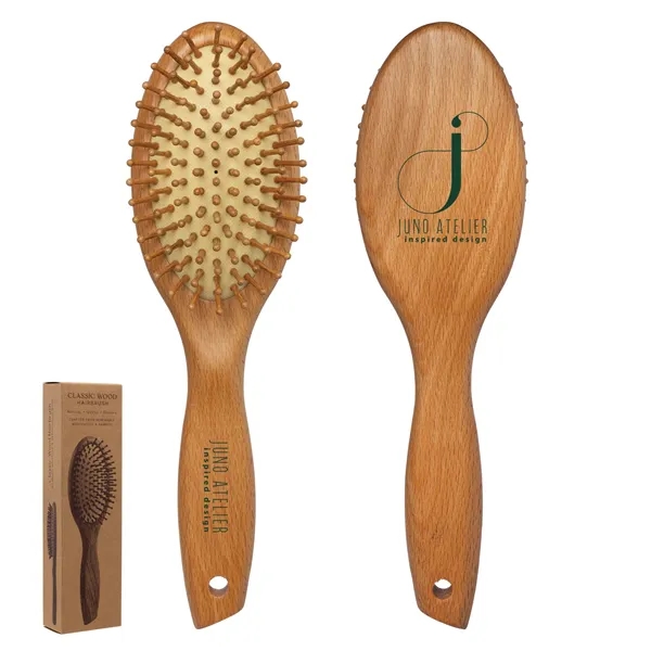 Classic wood hairbrush made of beech wood and bamboo bristles in... from ASI 62190 Illini