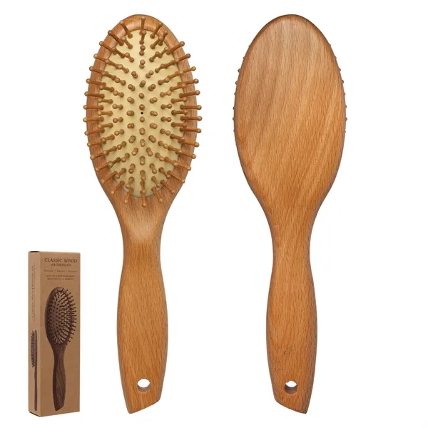 Classic wood hairbrush made of beech wood and bamboo bristles in... from ASI 62190 Illini