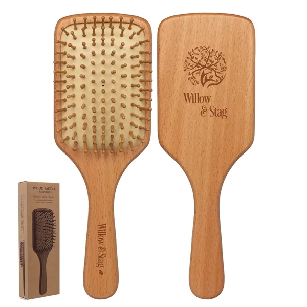 Wood paddle hairbrush made of beech wood and bamboo bristles in... from ASI 62190 Illini