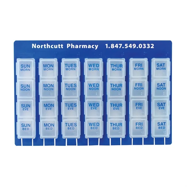 28 slot pill box with 4 snap-in compartments for each day... from ASI 62190 Illini