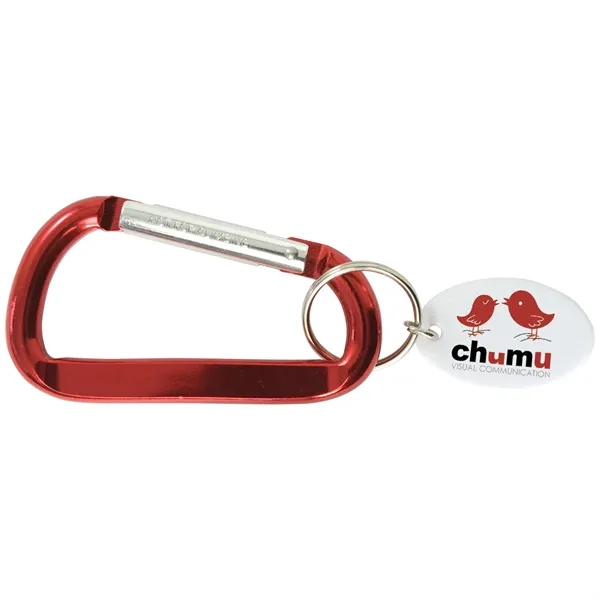 3 3/8" x 1 5/8" carabiner key tag with imprinted white... from ASI 62190 Illini