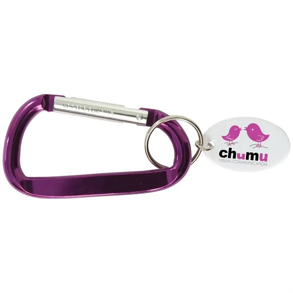 3 3/8" x 1 5/8" carabiner key tag with imprinted white... from ASI 62190 Illini