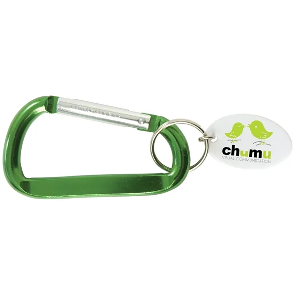 3 3/8" x 1 5/8" carabiner key tag with imprinted white... from ASI 62190 Illini