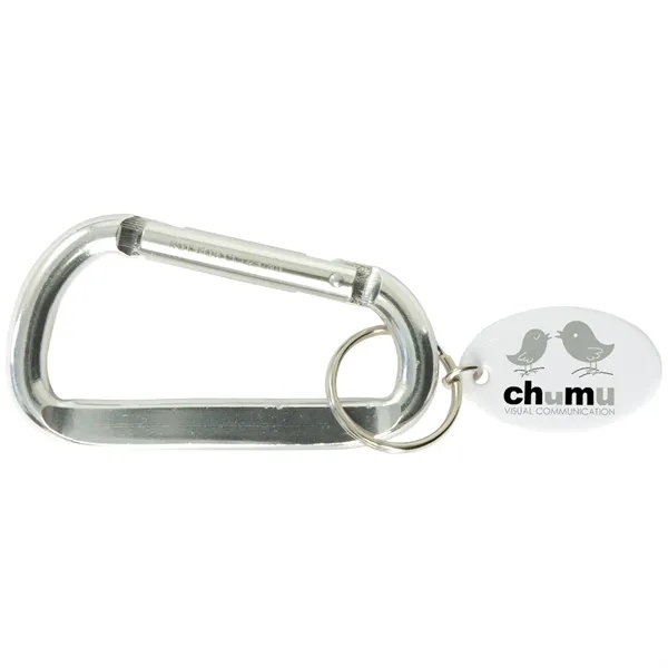 3 3/8" x 1 5/8" carabiner key tag with imprinted white... from ASI 62190 Illini