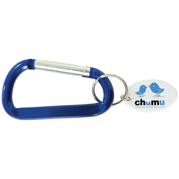 3 3/8" x 1 5/8" carabiner key tag with imprinted white... from ASI 62190 Illini