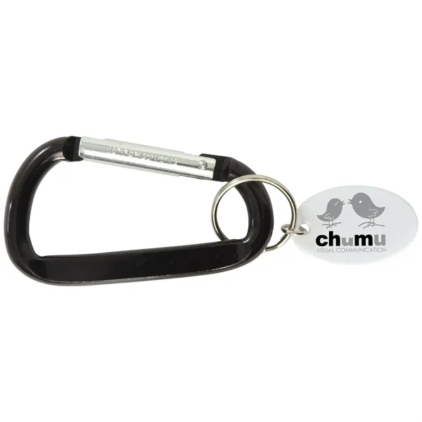 3 3/8" x 1 5/8" carabiner key tag with imprinted white... from ASI 62190 Illini